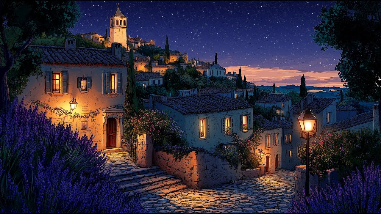 A Night in Provence: Lavender Fields and Classic Oldies Playing from Another Room