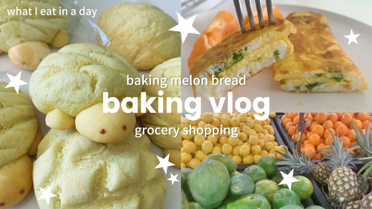 baking vlog🍈🍞 - making melon bread, simple breakfast, grocery shopping, ft. sakuraco