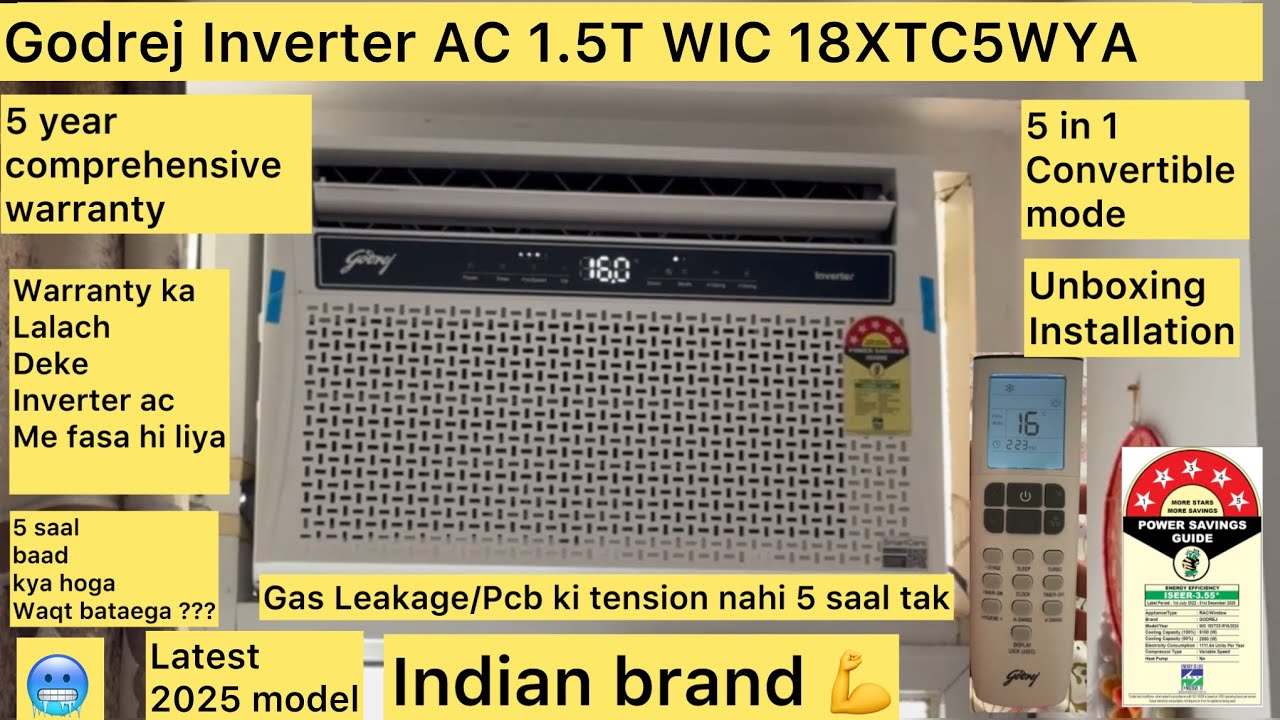Godrej Top Throw Inverter Window AC 1.5Ton WIC 18XTC5WYA  Unboxing Installation Latest 2025 model