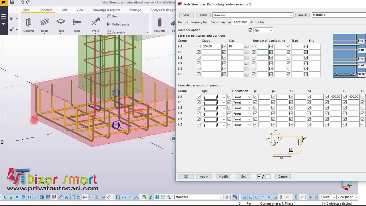 #4 Membuat pembesian pada Footing tekla struktur