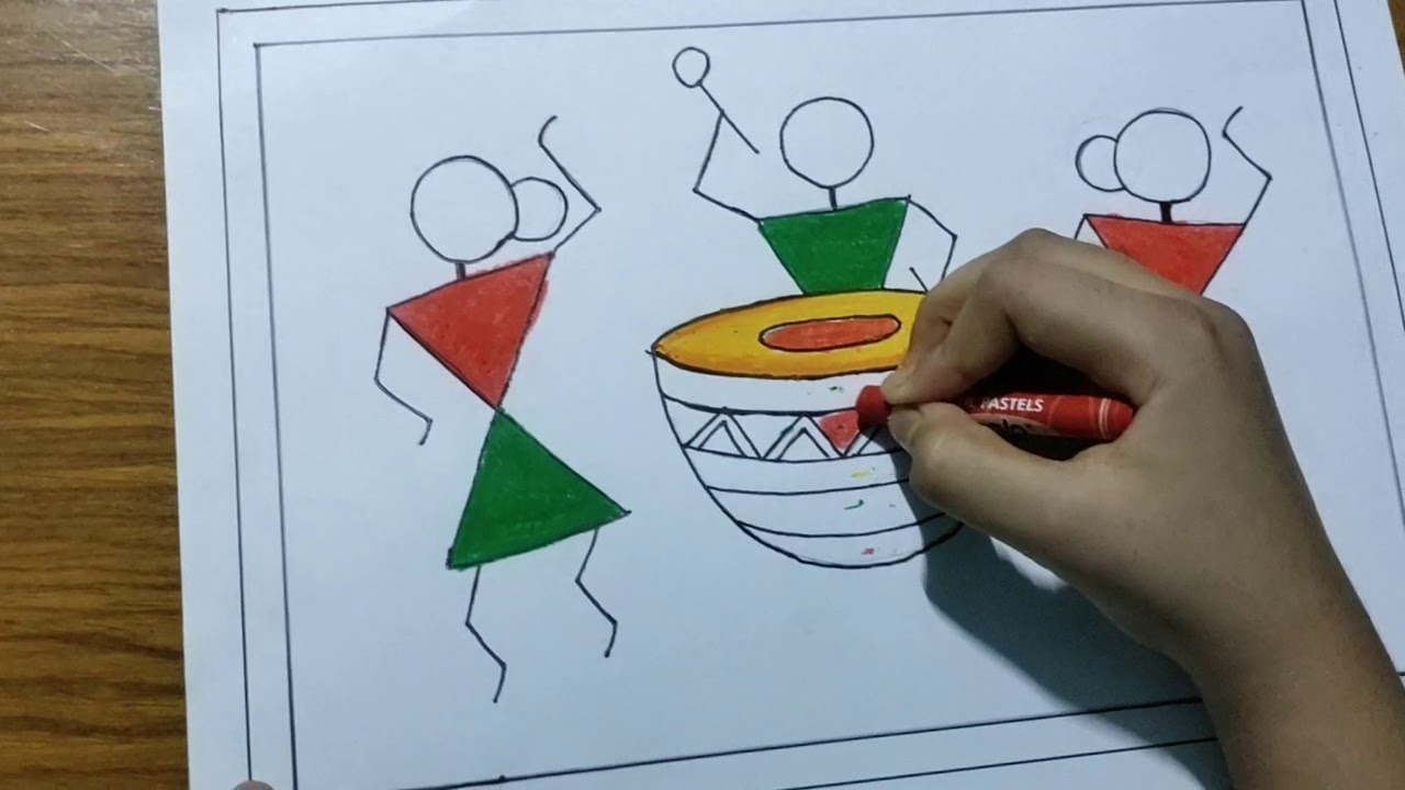 How to draw easy Indian Folk art ।। By small girl Protiti.