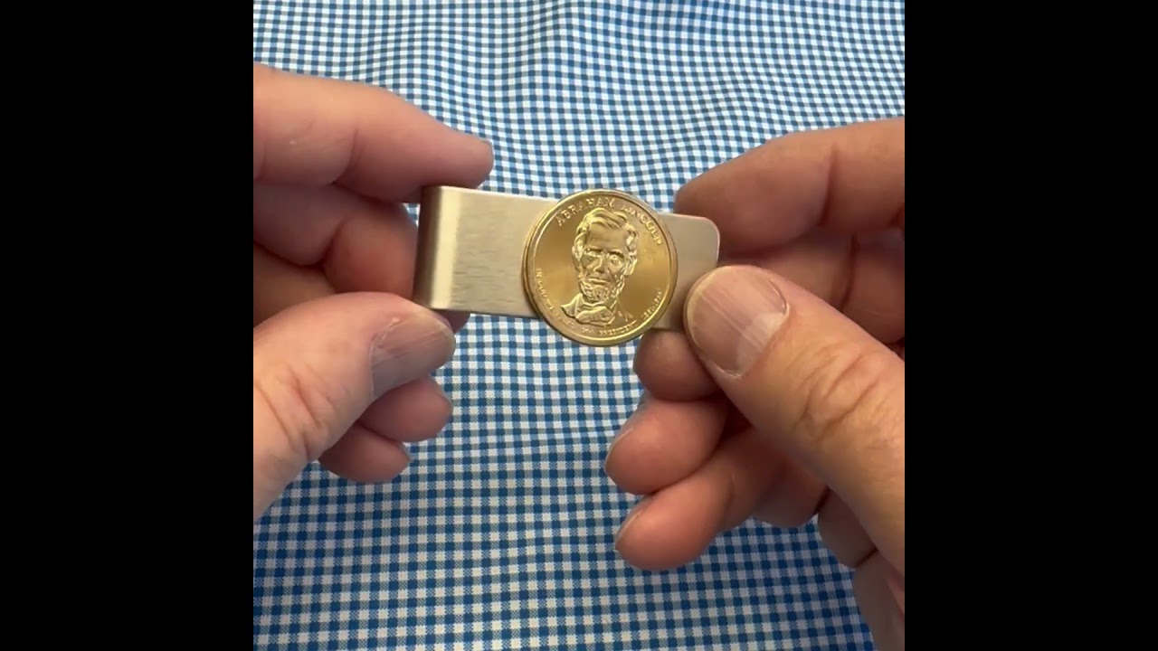 Abraham Lincoln Money Clip Gold Dollar Coin Uncirculated Stainless Steel 
