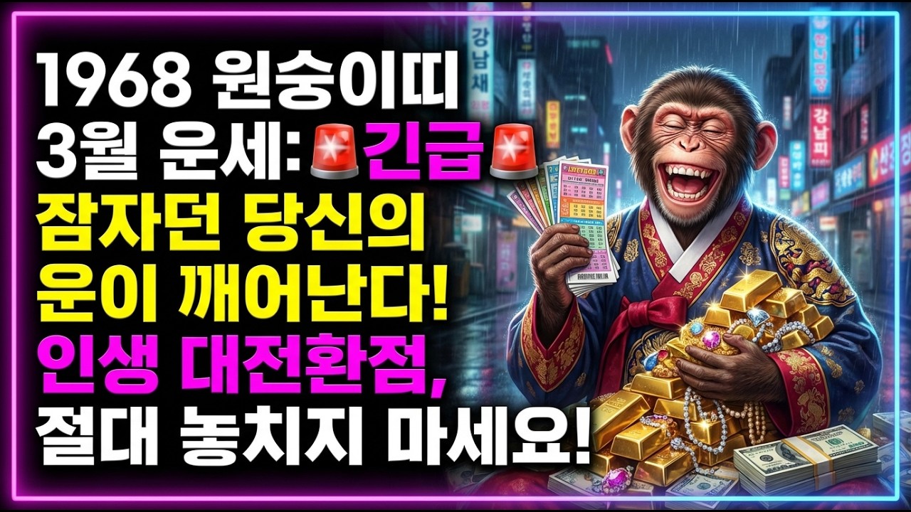 1968 원숭이띠 3월 운세: 🚨긴급🚨 잠자던 당신의 운이 깨어난다! 인생 대전환점, 절대 놓치지 마세요!