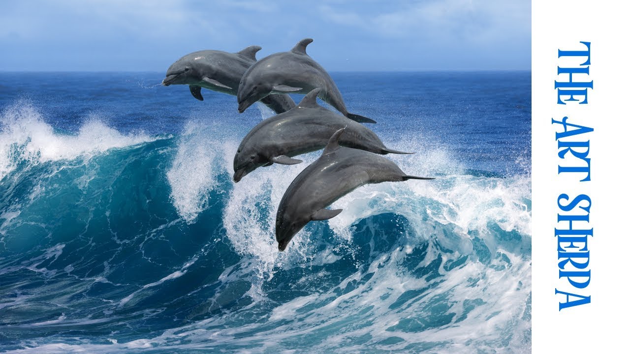 How to paint with Acrylic on Canvas dolphins dancing in a wave | TheArtSherpa