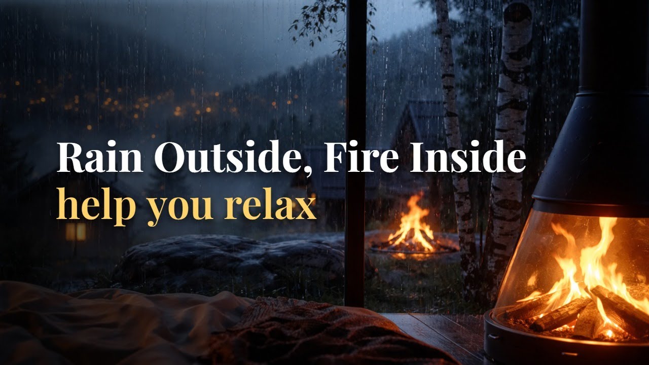 Rain Outside, Fire Inside | Cozy Forest Cabin Night for Sleep