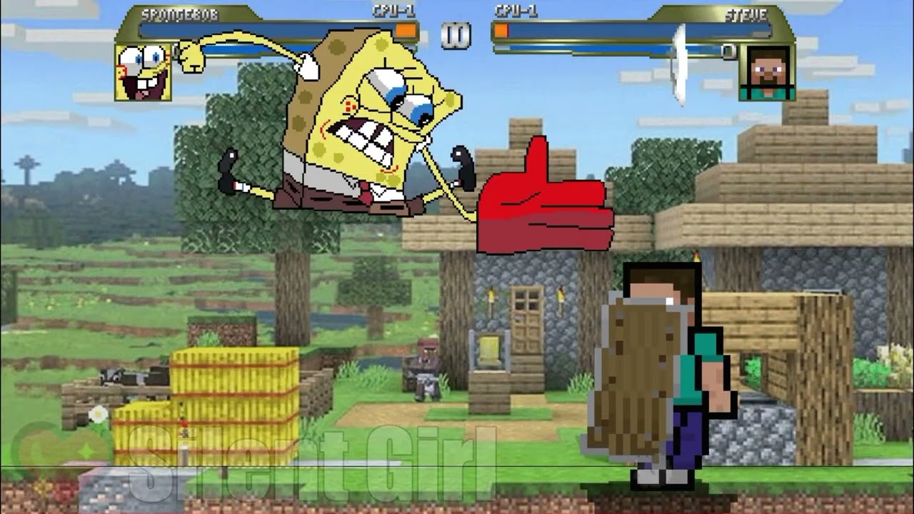 REQUESTED BY @Sonicbruno: Spongebob (Dave David) vs Minecraft Steve (Monkeyx5) - Mugen Battle