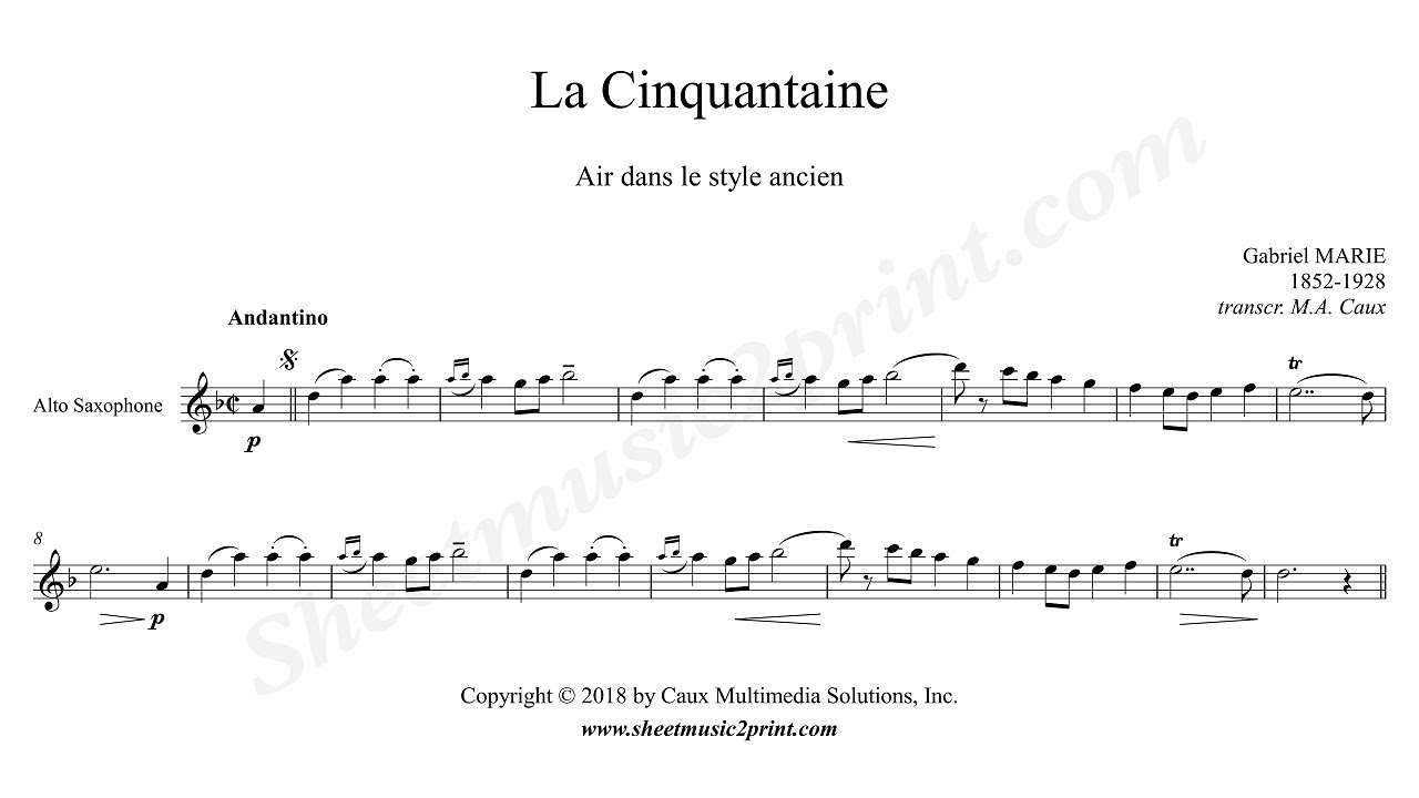 Gabriel Marie : La Cinquantaine - Saxophone