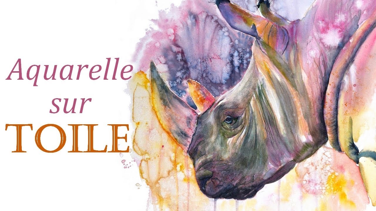 Peindre à l'aquarelle sur toile [Démo rhinocéros]