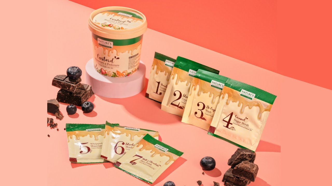 Custard Manicure - Pedicure Kit by Nature's Essence Professional | Step By Step Video Guide