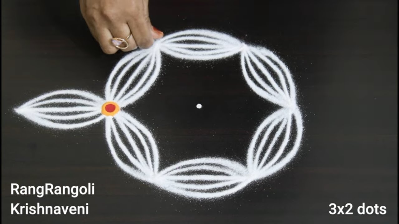 Small Rangoli Designs🍀3x2 dots Easy Muggulu🍀Simple Kolam🍀RangRangoli Krishnaveni
