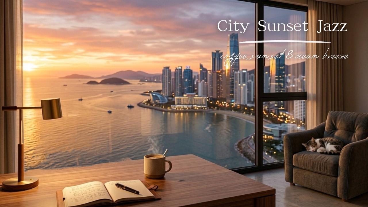 マイアミのサンセット🌆リラックスジャズ🎷Miami Sunset Jazz 🌴 Relaxing Coffee Shop Jazz by the Ocean | Study, Work, Chill