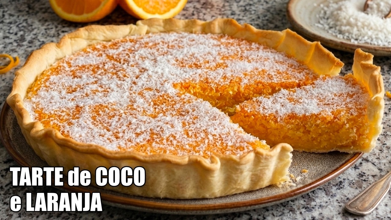 Tarte de Coco e Laranja (Sem Glúten e Sem Lactose) #tarte #sobremesafácil #receitafácil #semglúten