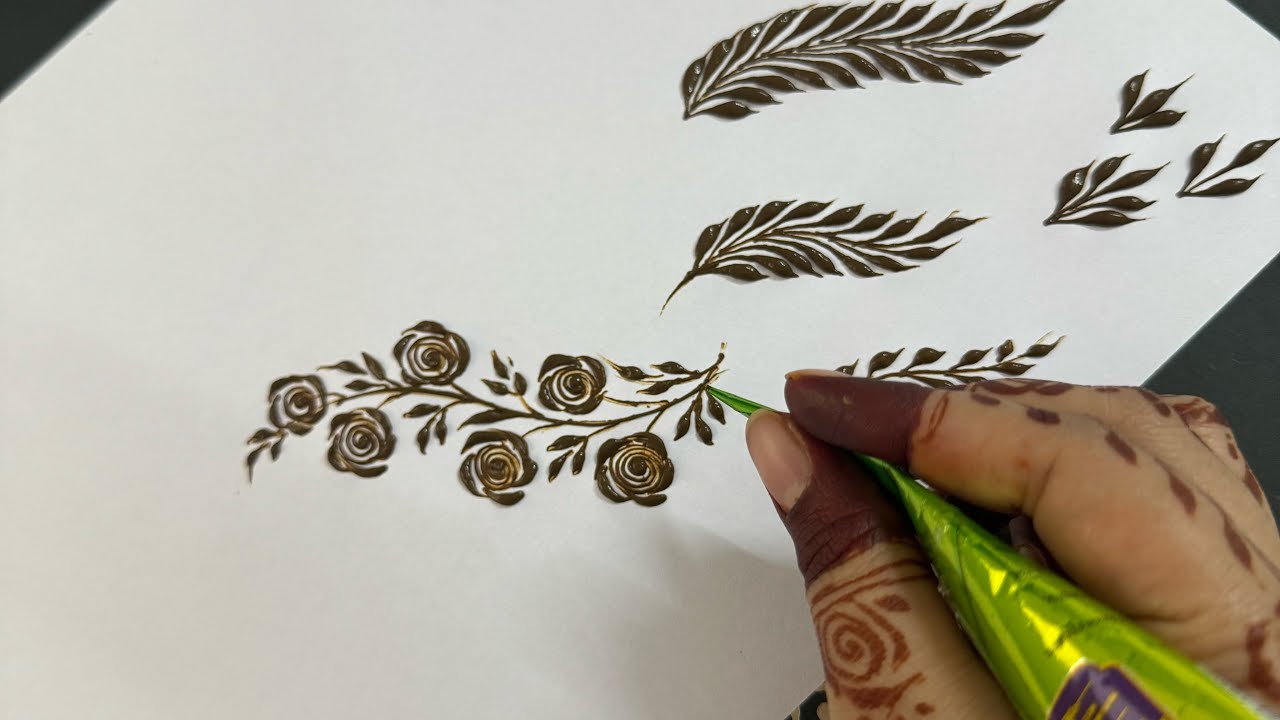 Simple professional techniques to create leaf vines 🫶💫✨ \ henna vines
