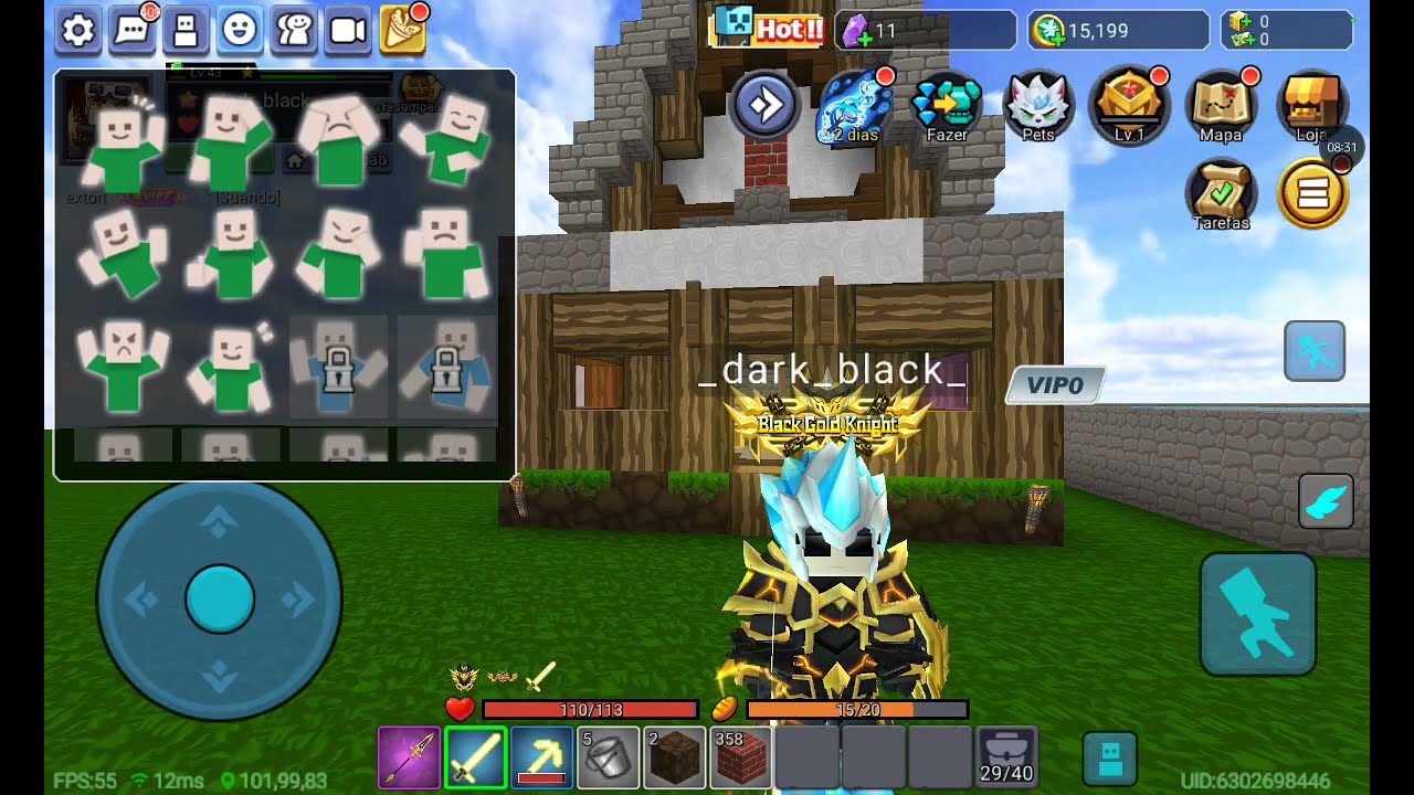 Jogando sky block: