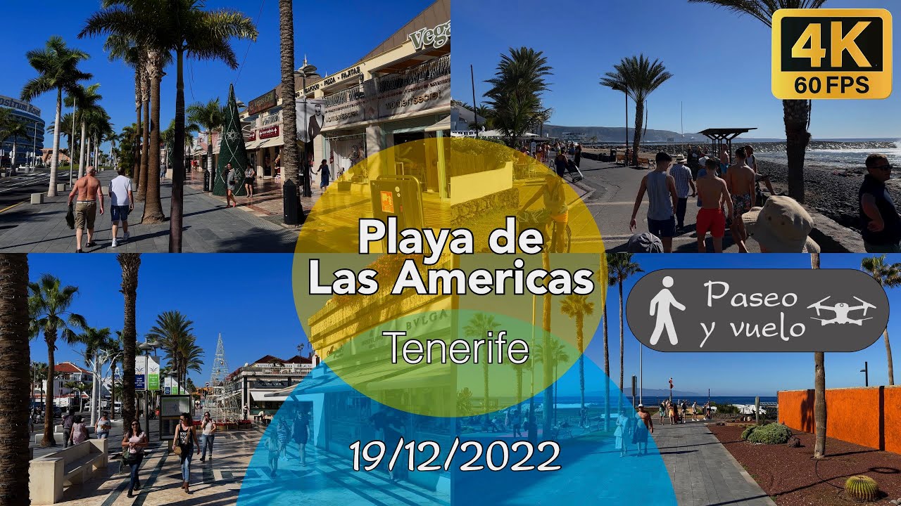 Tenerife - Christmas walk tour in Las Americas / Paseo de Navidad en Las Americas 4K
