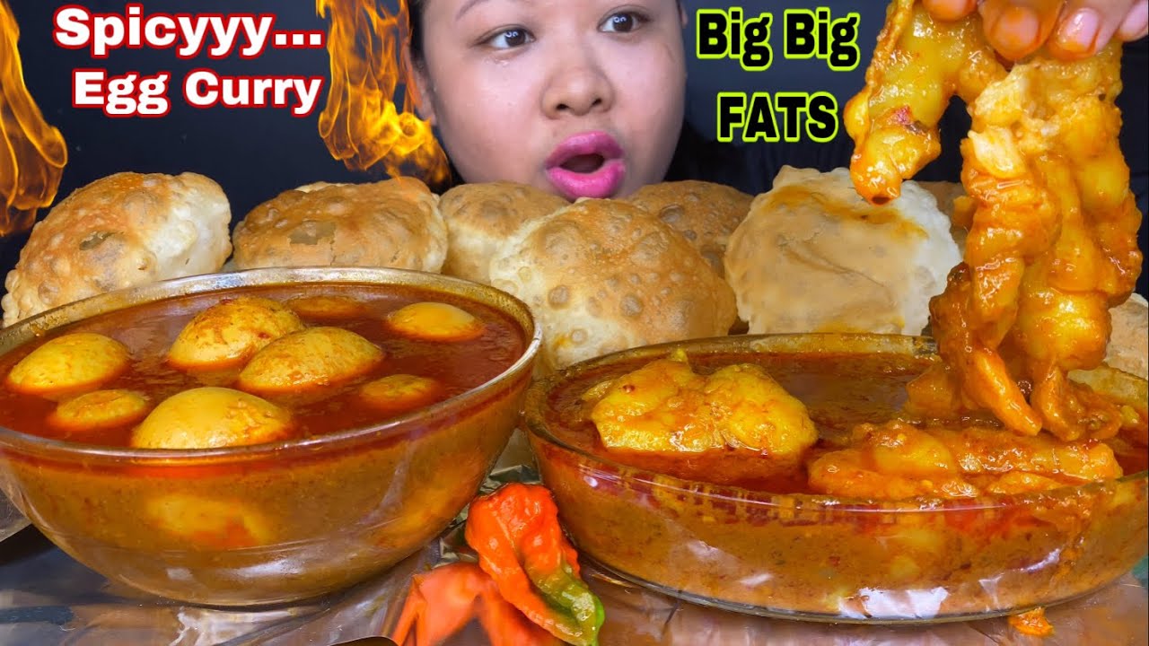 ‘SPICY’ BIG BIG MUTTON FAT CURRY, EGG CURRY & LOT’S OF LUCHI MUKBANG | ASMR | BIG BITES