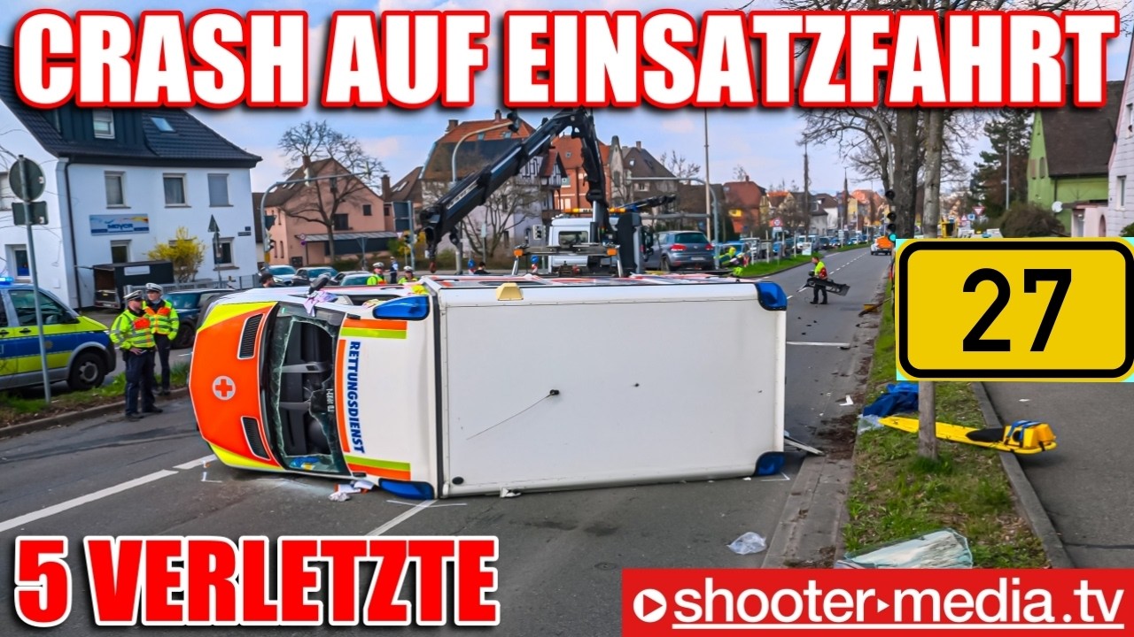 🚨 🚑  RETTUNGSWAGEN bei EINSATZFAHRT KRACHT GEGEN VW  🚑 🚨 |  5 Verletzte in LB