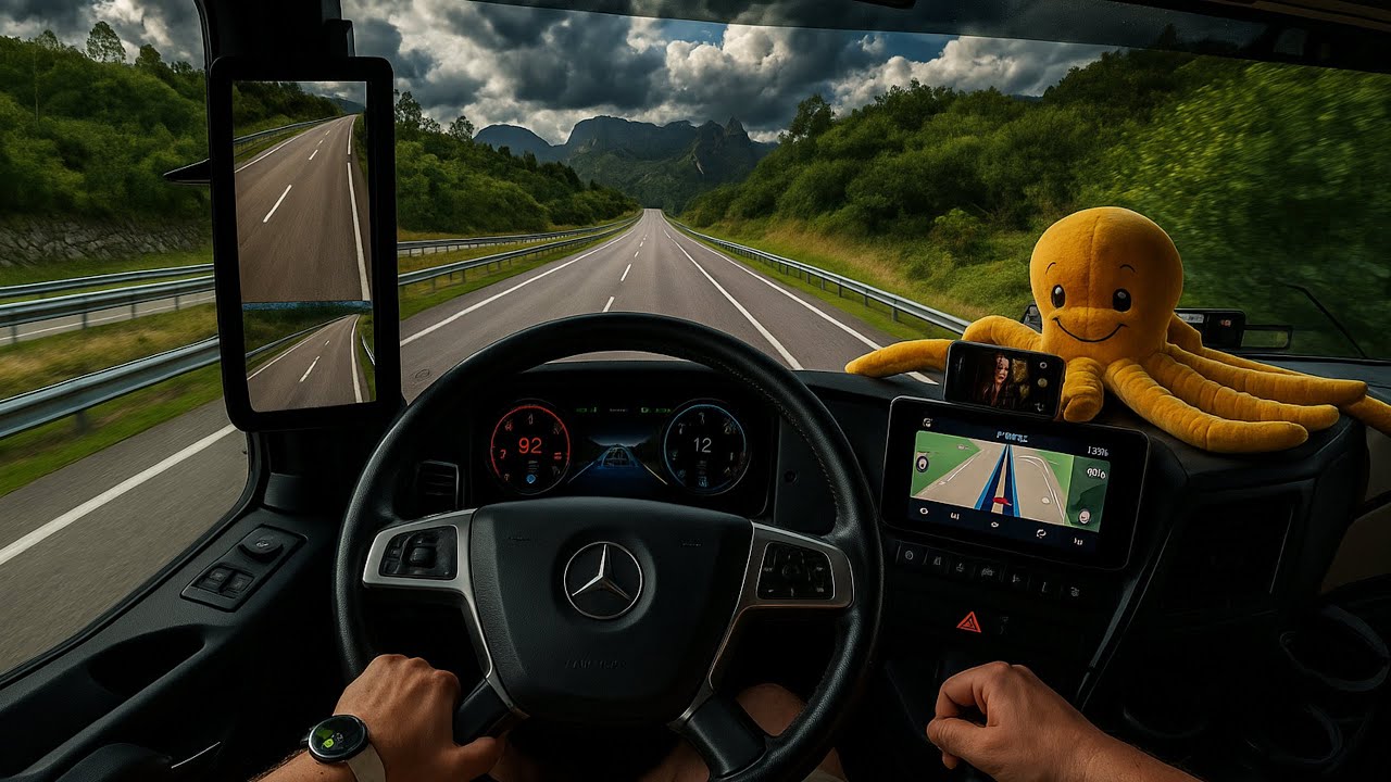 🚛 POV Truck Driving 👧 | Evening Drive | Asturias ➡️ Cantabria 🇪🇸🌧️