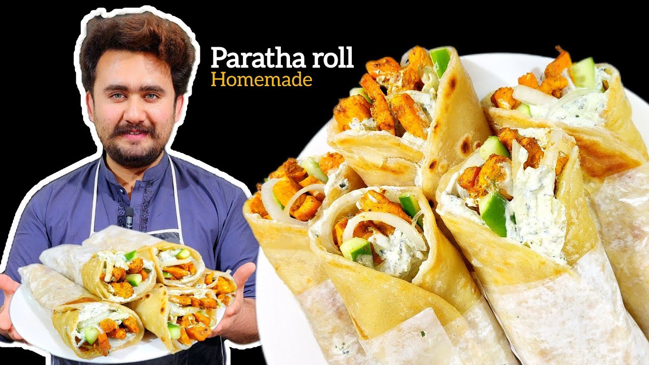 Chicken Paratha Roll Recipe - Homemade Frozen Paratha with Yogurt Sauce - Ramzan special Roll Recipe