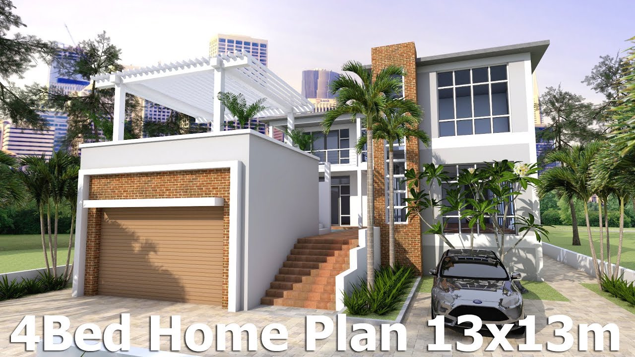 Sketchup House Design Plan 13x13m 4bedroom