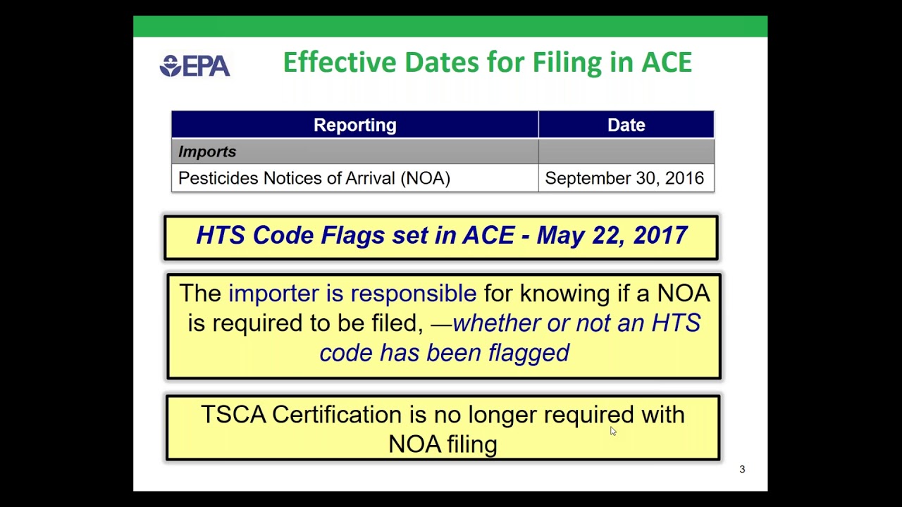 EPA & ACE  Filing of Pesticide Imports & Helpful Tips
