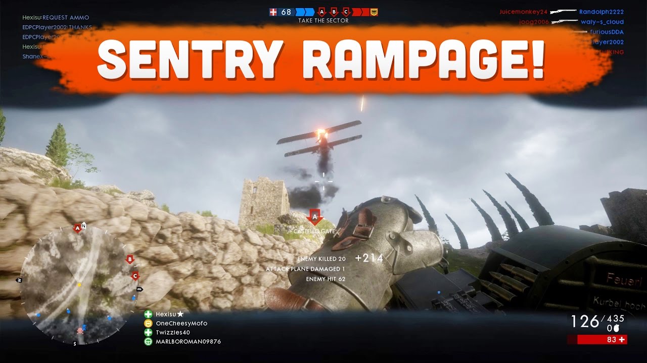 SENTRY RAMPAGE! - Battlefield 1 | Road to Max Rank #14 (Multiplayer Gameplay)