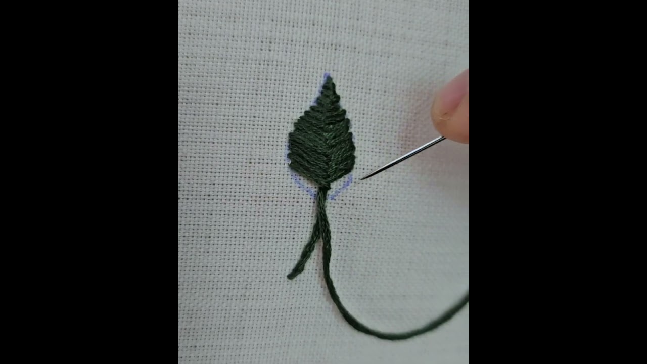 El nakışı yaprak, hand embroidery leaf #hobby #embroidery #handbroidery 🧵🪡🌱