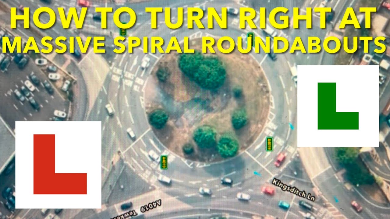 How to turn right at a MASSIVE LINED ROUNDABOUT - SPIRAL ROUNDABOUT INFORMATION