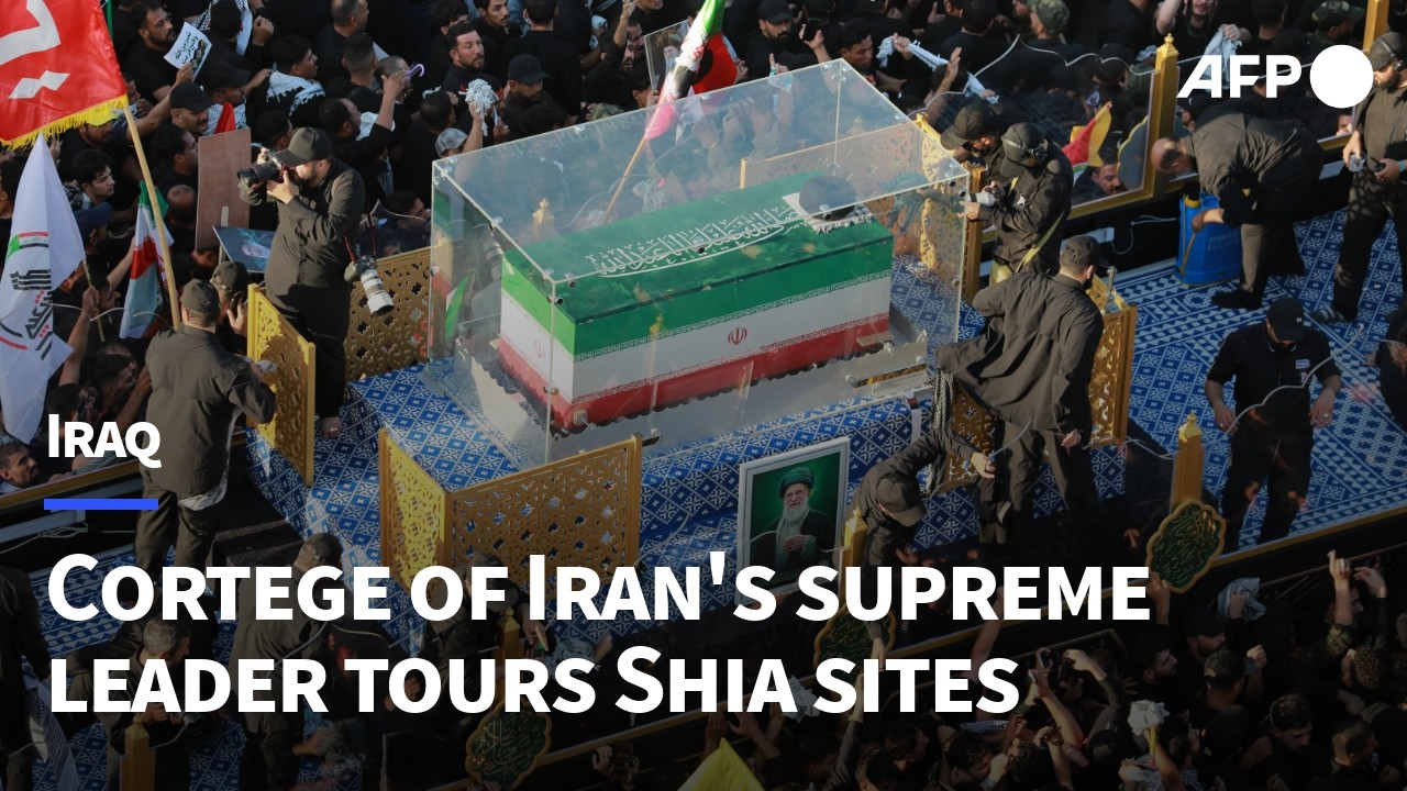 Khamenei coffin passes through crowds of thousands in Iraqi city of Najaf | AFP