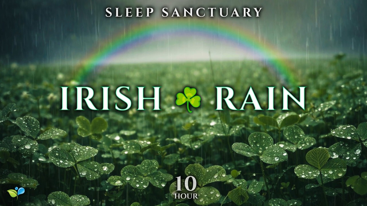 Irish Rain Sleep Sanctuary (10 Hours) 🌈☘️ | Shamrock Field Rain + Low 777Hz (5 Min/Hour)