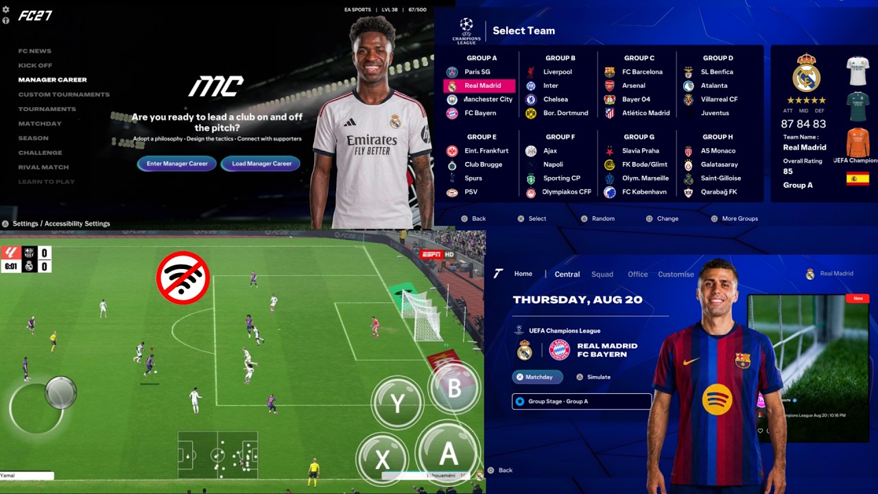 FIFA 16 MOBILE MOD FC 27 ANDROID OFFLINE РЕЖИМ КАРЬЕРЫ ОБНОВЛЕНИЕ ФОРМ 26/27 РЕАЛИСТИЧНЫЕ ЛИЦА И ...