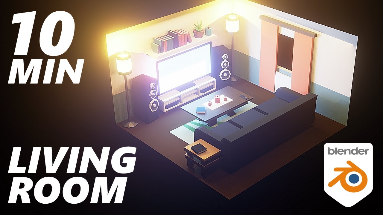 Model a LIVING ROOM in 10 MINUTES - Episode 121 - Blender 4.0