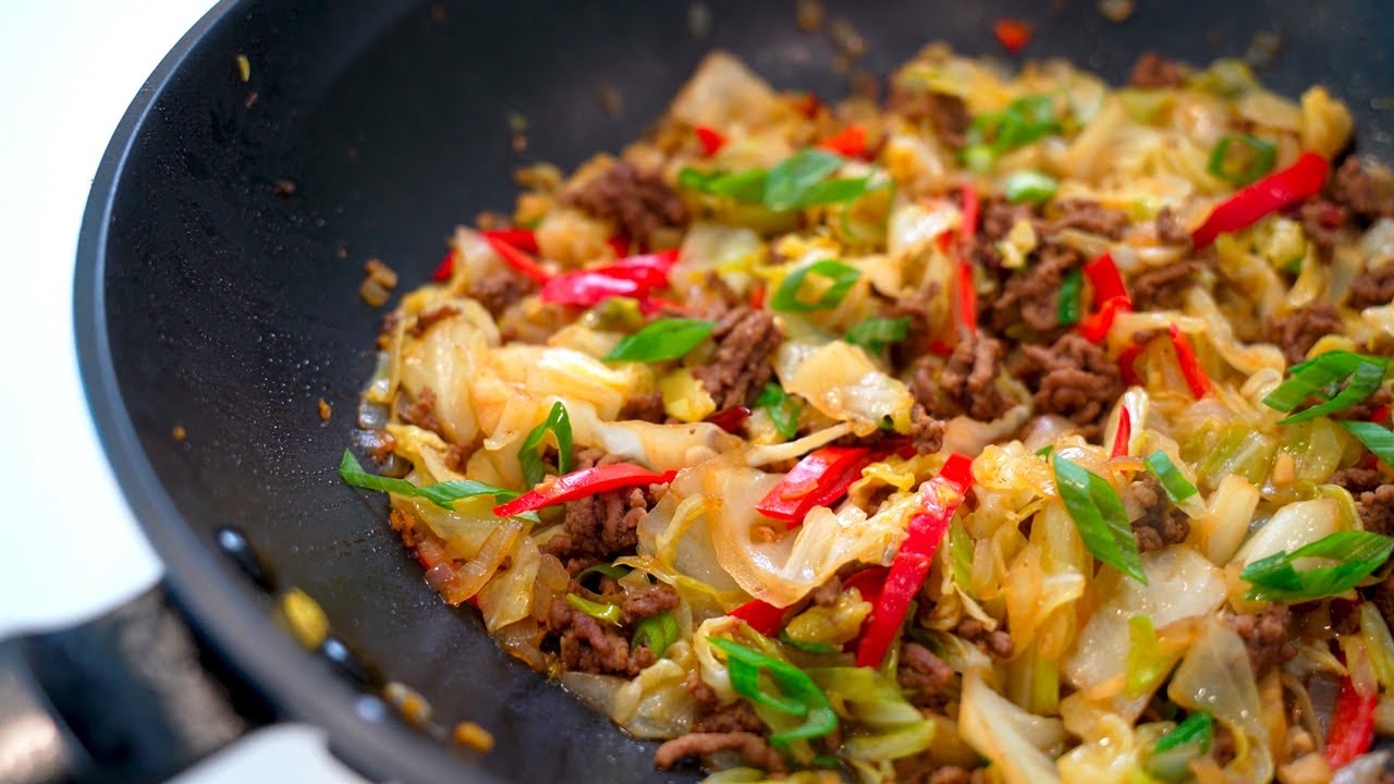 Delicious Cabbage and Ground Beef Stir Fry | Chinese Cabbage Recipe