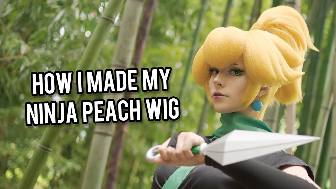 Making a Ninja Peach wig 🎋🌟(how to make a ponytail wig ✂️)