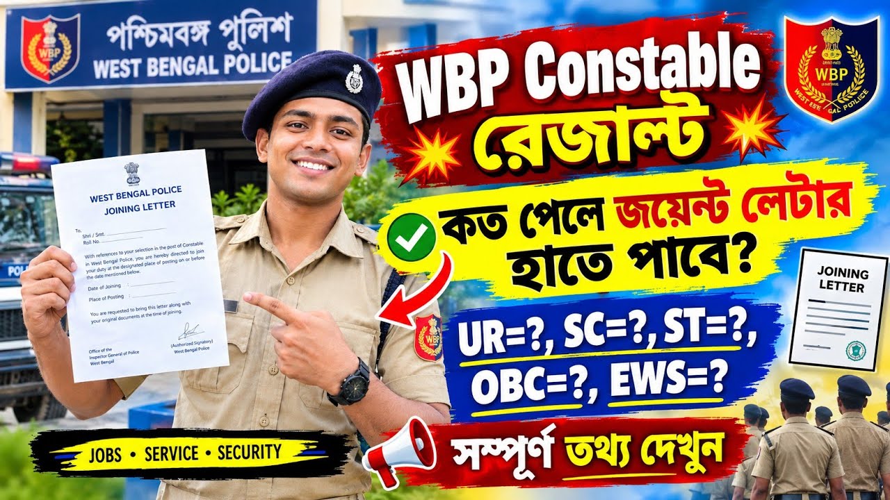WBP Constable Result 💥 কত পেলে জয়েন্ট লেটার হাতে পাবে? UR, SC, ST, OBC, EWS✅