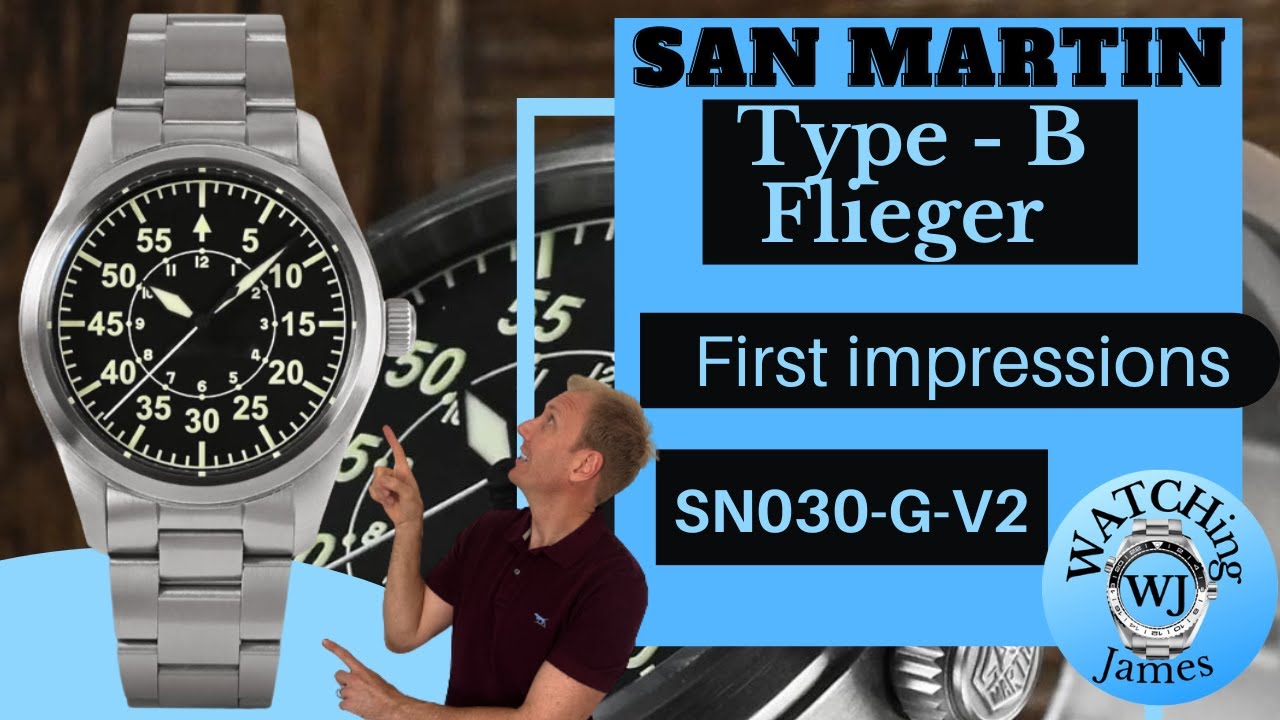 First Impressions San Martin Type B Flieger - SN030-G-V2 #Watch #aliexpress