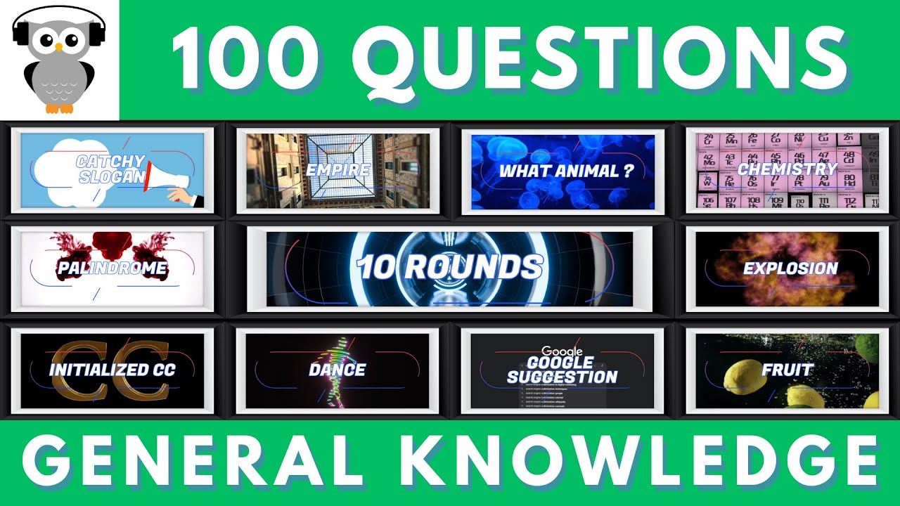 Mega Quiz General Knowledge Trivia 100 Questions 10 Rounds
