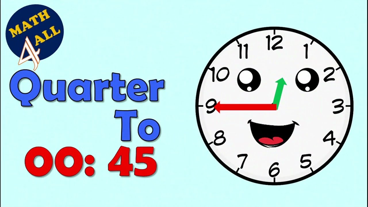 Telling Time: Quarter To - Math4all