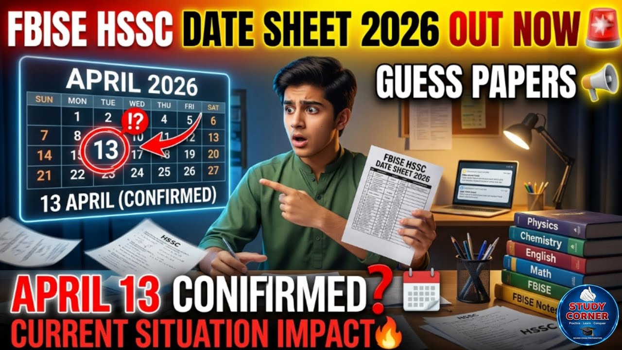 Fbise hssc Date Sheet 2026 | Hssc Exam Date 2026 | Hssc Date Sheet | Hssc 1 Date Sheet 2026 Fbise