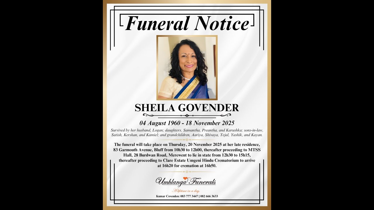 Funeral Service of the late Sheila Govender