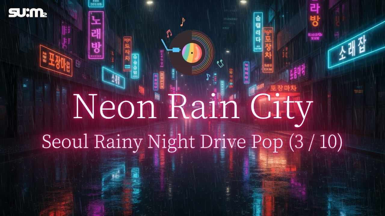 Neon Rain City 🌃 | Seoul Rainy Night Drive Pop