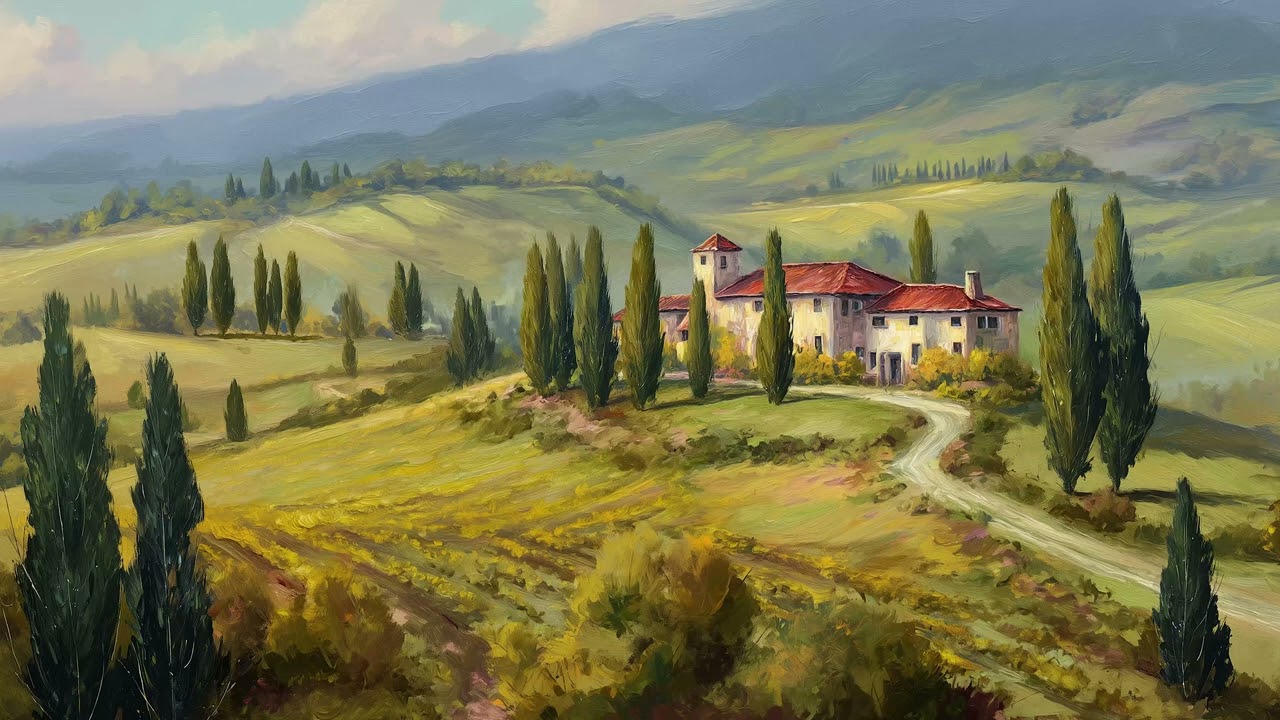 Relaxing Tuscany Landscape | 4K Italian Countryside Art (2 Hours)