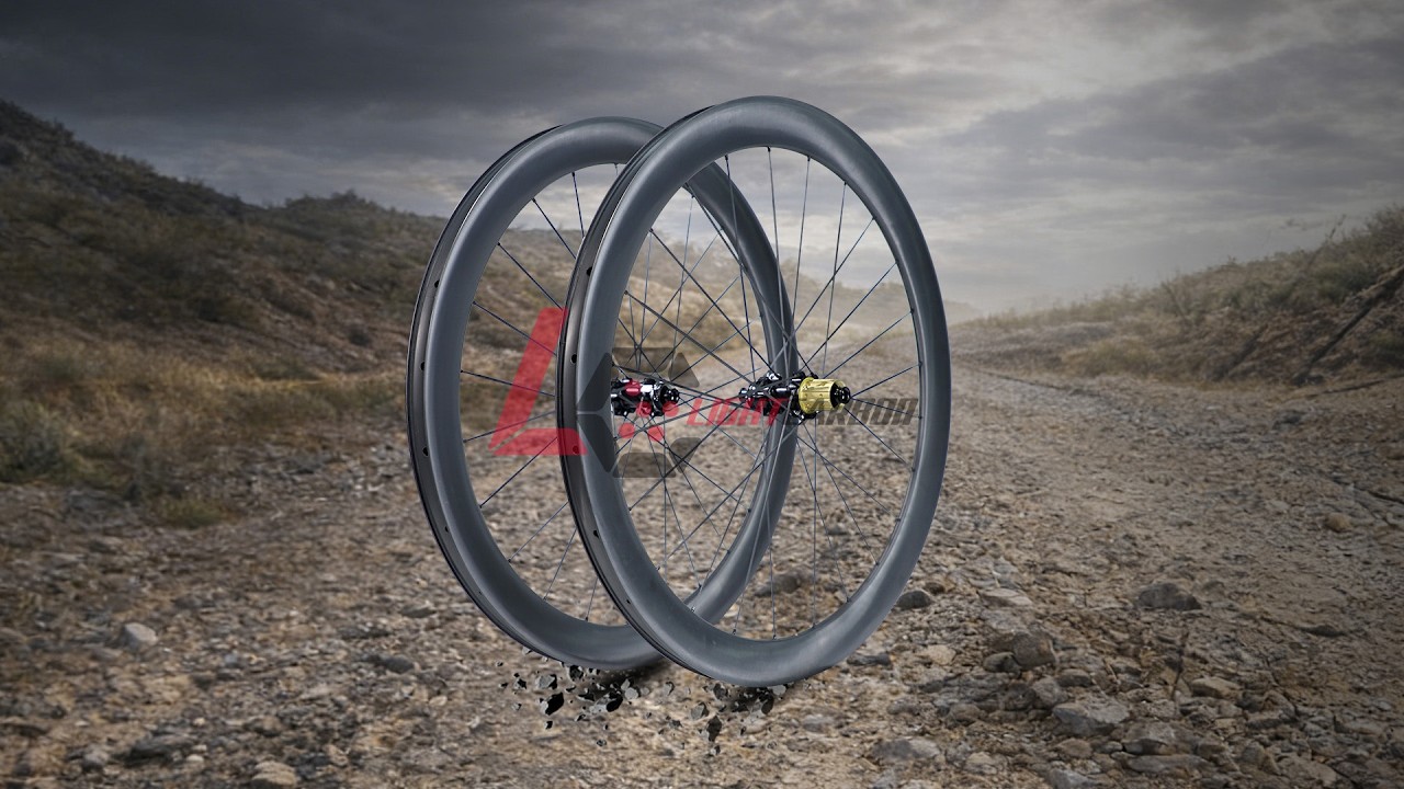 LightCarbon Super Light Gravel Bike Wheels Full Carbon Spoke Gravel Wheel