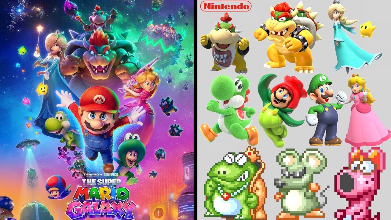 All New Bosses and Characters in the New THE SUPER Mario Galaxy Movie Poster vs 13 Nintendo Games