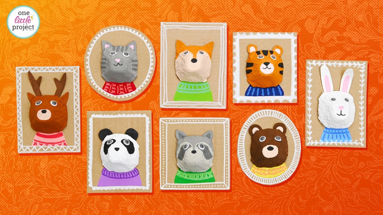 Egg Carton Animal Portraits - Easy Recycled Craft for Kids