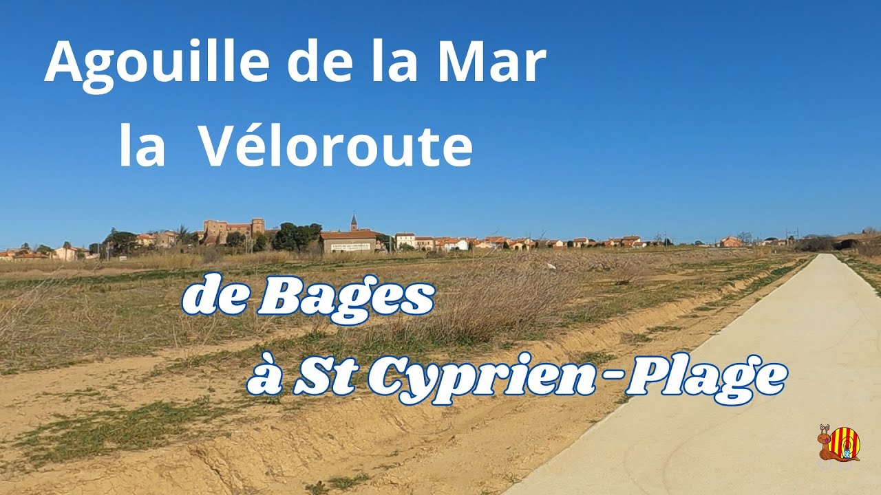 Véloroute l'Agouille de la Mar de Bages à St Cyprien Plage. 15 km de voie verte sécurisée pour tous