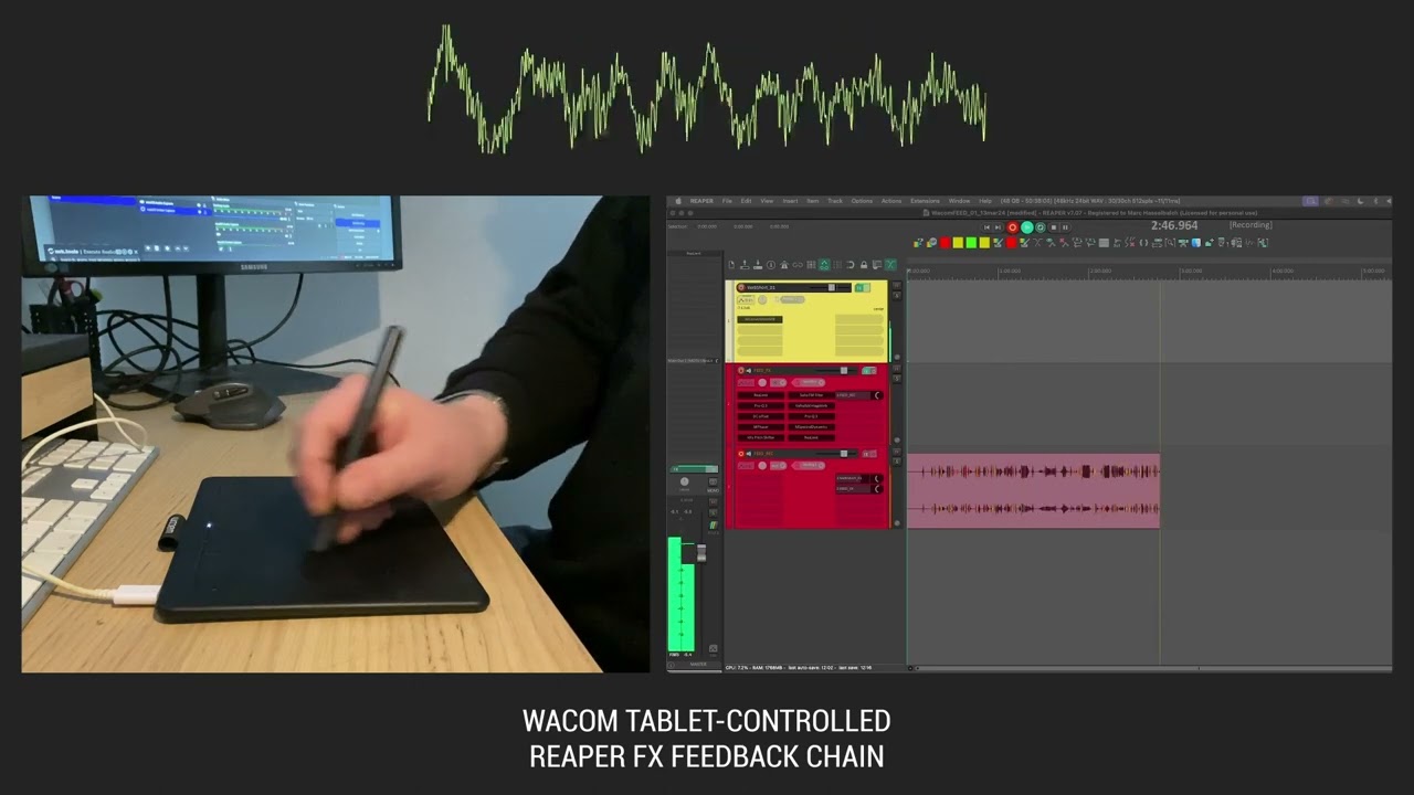 Gestural woosh: Wacom tablet-controlled Reaper FX feedback chain