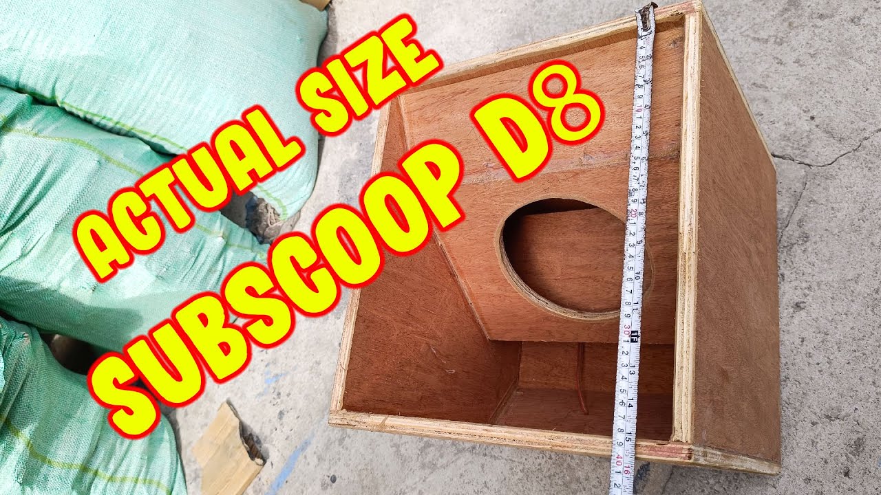 Actual Size of Subscoop D8 Subwoofer Box Design, Single Sub Box for your DIY Wood Working Project