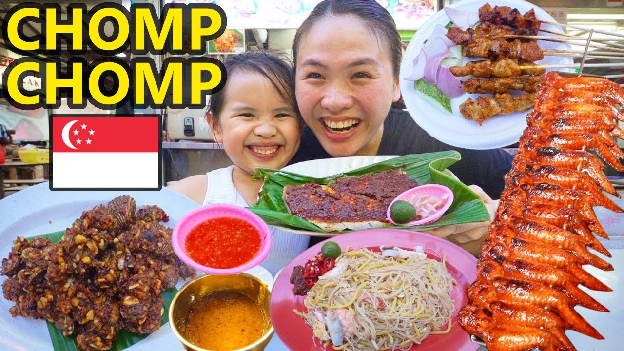 Street Food in Singapore! BBQ Seafood, Satay, Sambal Stingray, Hokkien Mee! Chomp Chomp Hawker Foods
