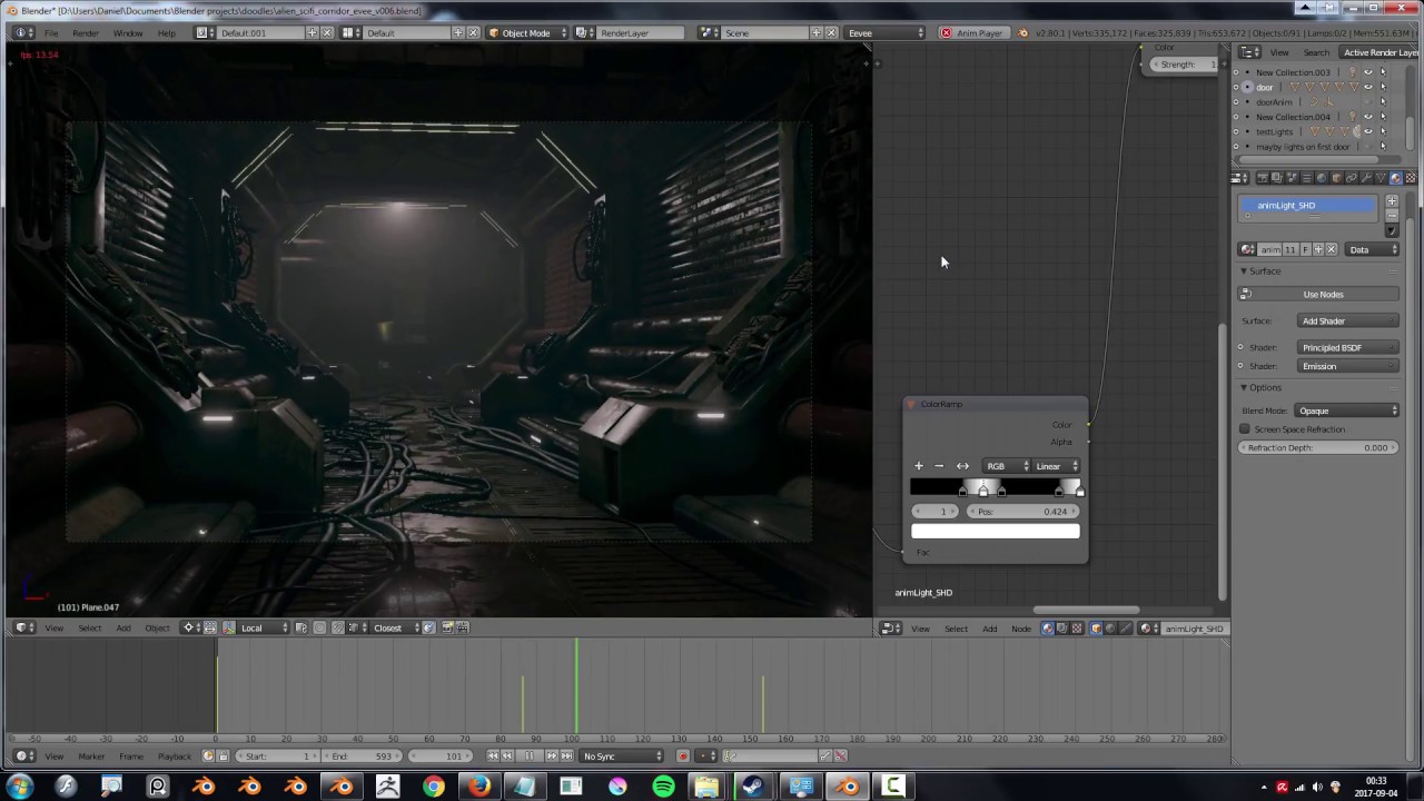 blender 2.8 eevee viewport - sci fi corridor demo